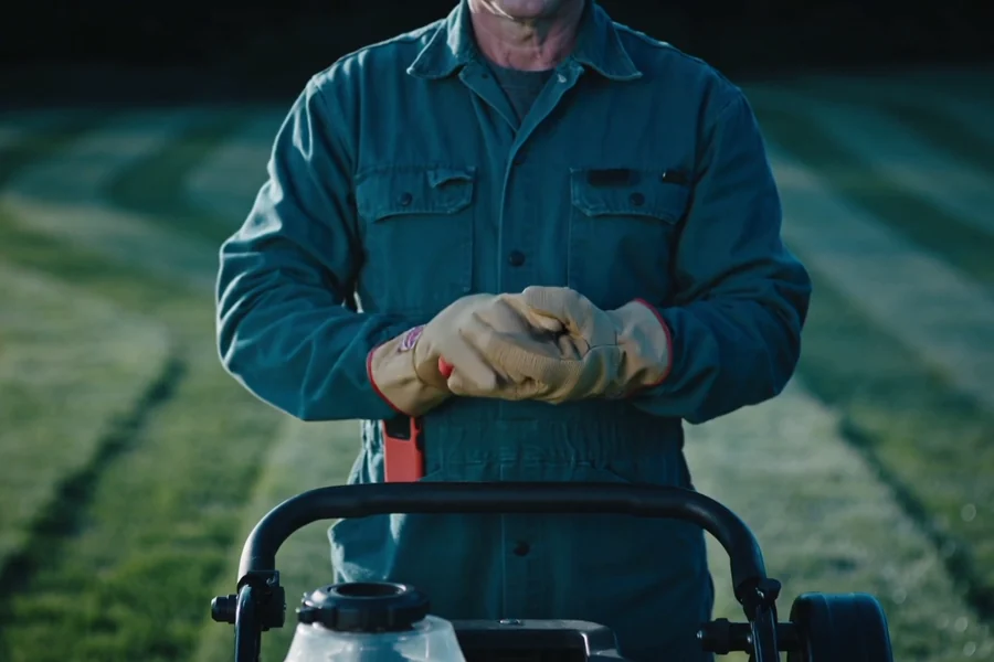 A lawn-care professional at work, from the RevenuePack film